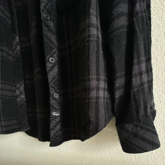 Rails Plaid Hunter Black Grey Long Sleeve Button Down Womens XS - Picture 4 of 10